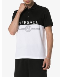 schwarzes und weißes bedrucktes Polohemd von Versace