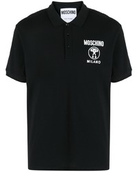 schwarzes und weißes bedrucktes Polohemd von Moschino