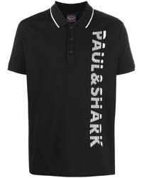 schwarzes und weißes bedrucktes Polohemd von Paul & Shark