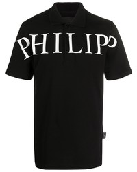 schwarzes und weißes bedrucktes Polohemd von Philipp Plein