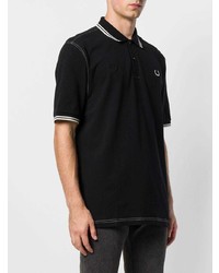 schwarzes und weißes bedrucktes Polohemd von Fred Perry X Art Comes First