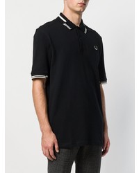 schwarzes und weißes bedrucktes Polohemd von Fred Perry X Art Comes First