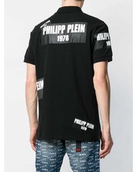 schwarzes und weißes bedrucktes Polohemd von Philipp Plein