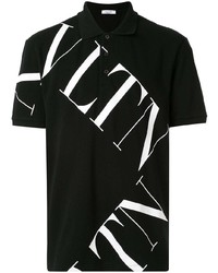 schwarzes und weißes bedrucktes Polohemd von Valentino