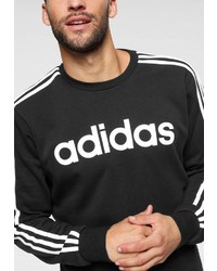 schwarzes und weißes bedrucktes Sweatshirt von adidas