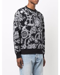 schwarzes und weißes bedrucktes Sweatshirt von VERSACE JEANS COUTURE