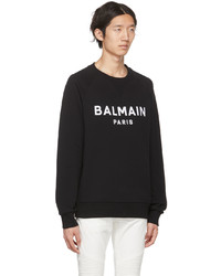 schwarzes und weißes bedrucktes Sweatshirt von Balmain