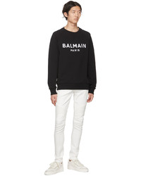 schwarzes und weißes bedrucktes Sweatshirt von Balmain