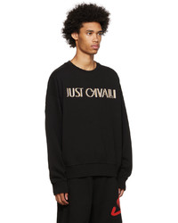 schwarzes und weißes bedrucktes Sweatshirt von Just Cavalli