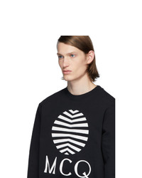 schwarzes und weißes bedrucktes Sweatshirt von McQ Alexander McQueen