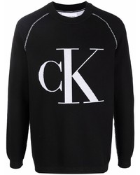 schwarzes und weißes bedrucktes Sweatshirt von Calvin Klein Jeans