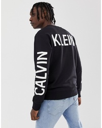 schwarzes und weißes bedrucktes Sweatshirt von Calvin Klein Jeans
