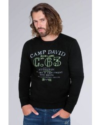 schwarzes und weißes bedrucktes Sweatshirt von Camp David