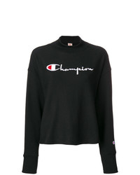 schwarzes und weißes bedrucktes Sweatshirt von Champion