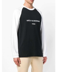 schwarzes und weißes bedrucktes Sweatshirt von Drôle De Monsieur