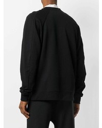 schwarzes und weißes bedrucktes Sweatshirt von Ann Demeulemeester Blanche