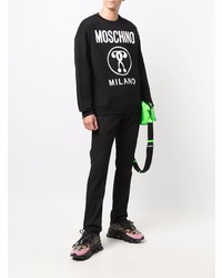 schwarzes und weißes bedrucktes Sweatshirt von Moschino