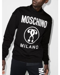 schwarzes und weißes bedrucktes Sweatshirt von Moschino