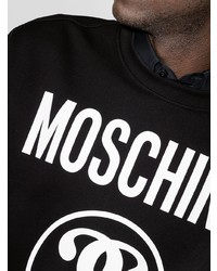 schwarzes und weißes bedrucktes Sweatshirt von Moschino