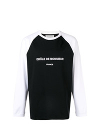 schwarzes und weißes bedrucktes Sweatshirt von Drôle De Monsieur