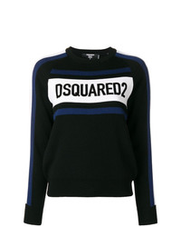 schwarzes und weißes bedrucktes Sweatshirt von Dsquared2