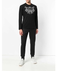 schwarzes und weißes bedrucktes Sweatshirt von Versace Jeans