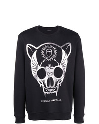 schwarzes und weißes bedrucktes Sweatshirt von Frankie Morello