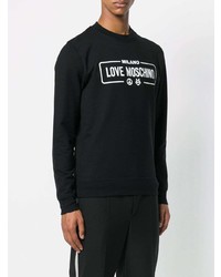 schwarzes und weißes bedrucktes Sweatshirt von Love Moschino