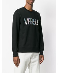 schwarzes und weißes bedrucktes Sweatshirt von Versus