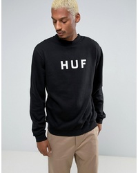 schwarzes und weißes bedrucktes Sweatshirt von HUF