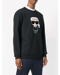 schwarzes und weißes bedrucktes Sweatshirt von Karl Lagerfeld