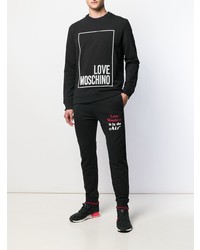 schwarzes und weißes bedrucktes Sweatshirt von Love Moschino