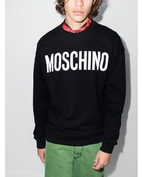 schwarzes und weißes bedrucktes Sweatshirt von Moschino