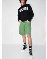 schwarzes und weißes bedrucktes Sweatshirt von Moschino