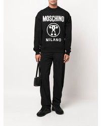 schwarzes und weißes bedrucktes Sweatshirt von Moschino