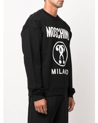 schwarzes und weißes bedrucktes Sweatshirt von Moschino