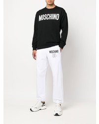 schwarzes und weißes bedrucktes Sweatshirt von Moschino