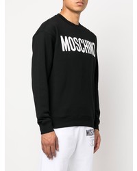 schwarzes und weißes bedrucktes Sweatshirt von Moschino