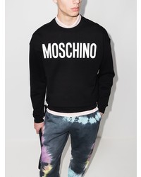 schwarzes und weißes bedrucktes Sweatshirt von Moschino