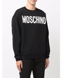 schwarzes und weißes bedrucktes Sweatshirt von Moschino