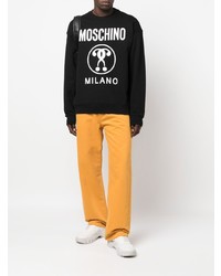 schwarzes und weißes bedrucktes Sweatshirt von Moschino