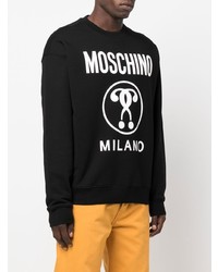 schwarzes und weißes bedrucktes Sweatshirt von Moschino