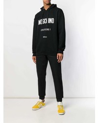 schwarzes und weißes bedrucktes Sweatshirt von Moschino