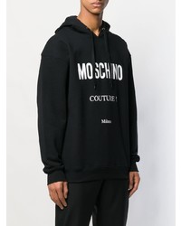 schwarzes und weißes bedrucktes Sweatshirt von Moschino