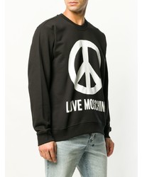 schwarzes und weißes bedrucktes Sweatshirt von Love Moschino