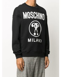 schwarzes und weißes bedrucktes Sweatshirt von Moschino