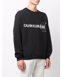 schwarzes und weißes bedrucktes Sweatshirt von Calvin Klein Jeans