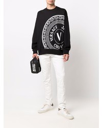 schwarzes und weißes bedrucktes Sweatshirt von VERSACE JEANS COUTURE