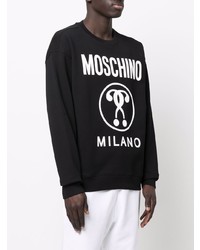 schwarzes und weißes bedrucktes Sweatshirt von Moschino