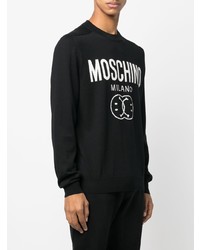 schwarzes und weißes bedrucktes Sweatshirt von Moschino